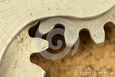 Closeup image of cogwheel element fragment Stock Photo