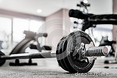 Closeup image of a fitness equipment in gym Stock Photo