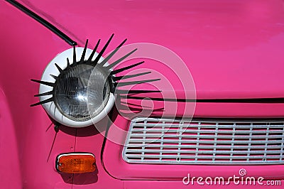 Part of pink customized car Stock Photo