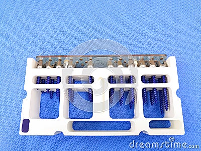Implant Spinal Pedicle Screws In The Container Stock Photo