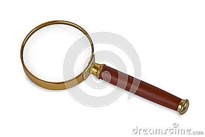 Closeup Image of an Isolated Magnifying Glass Stock Photo