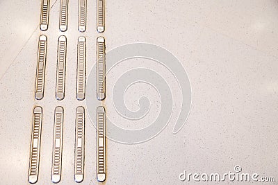 Closeup on Indoor tactile paving foot path for the blind Stock Photo