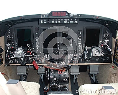 Aircraft with a modern glass cockpit Stock Photo