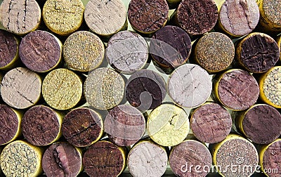 Closeup of isolated stack many wine corks for background Stock Photo