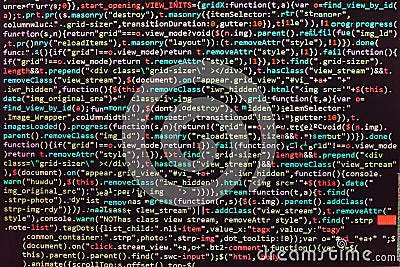 Closeup of Java Script, CSS and HTML code. Stock Photo