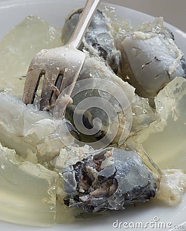 Closeup jellied eels Stock Photo