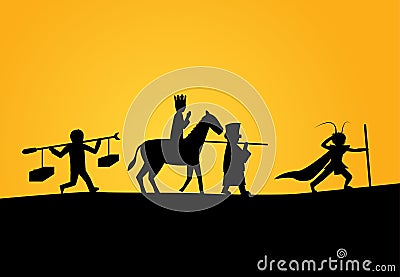 Closeup Journey to the West in silhouette vector Vector Illustration