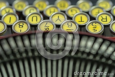 Antique Typewriter Keys and Striker Arms Stock Photo