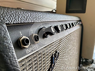 Closeup knop volume guitar amplifier Stock Photo