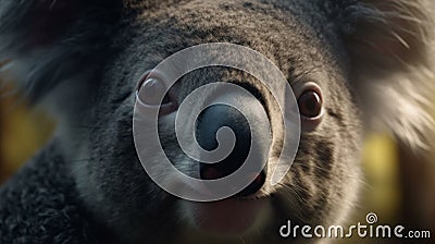 Closeup of a Koala with its mouth close. Closeup of a koala head Stock Photo