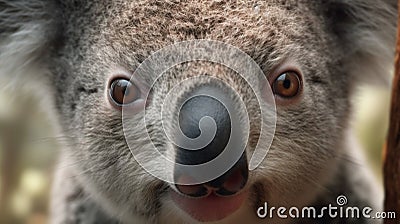 Closeup of a Koala with its mouth close. Closeup of a koala head Stock Photo