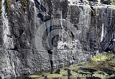 Sproat Lake Petroglyphs, Vancouver Island Stock Photo