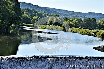 Ottauquechee River, Quechee Village, Town of Hartford, Windsor County, Vermont, United States Stock Photo