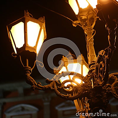 Lantern in the old citycenter Stock Photo