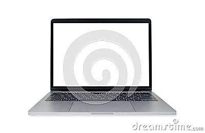 Closeup laptop computer with blank white screen Editorial Stock Photo