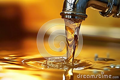 Closeup Of Leaking Faucet Wasting Water. Clean Water Access Is For The Poor.. Generative AI Stock Photo