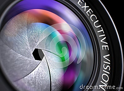 Closeup Lens of Digital Camera with Executive Vision. 3D. Stock Photo