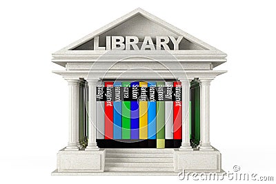 Closeup Library Building with Books Stock Photo