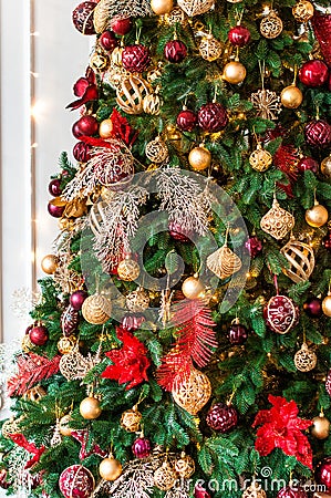 Closeup of a luxurious christmas tree Stock Photo