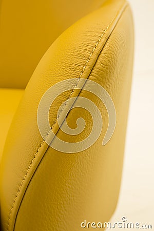 Closeup of luxury leather furniture detail - single-needle seam Stock Photo