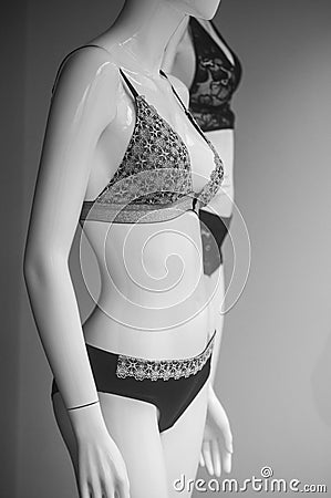 luxury underwear on mannequin in fashion store showroom for women Stock Photo