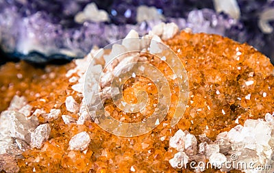 Closeup macro focus shot of yellow quartz crystal Stock Photo