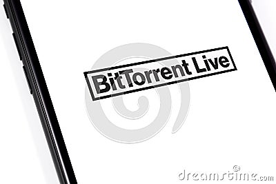 Smartphone with BitTorrentLIVE logo Editorial Stock Photo