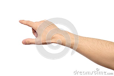 Closeup of male hand pointing isolated Stock Photo