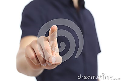Closeup of a man hand checking a button Stock Photo