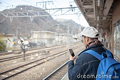 Closeup of man is reading text message Stock Photo