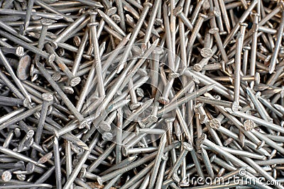 Closeup of many iron nails Stock Photo