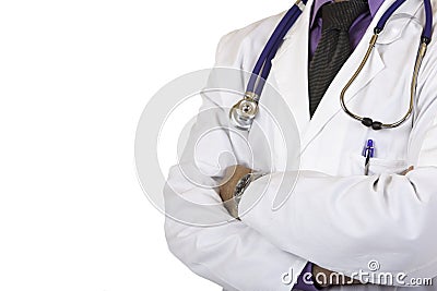 Closeup of medical doctor torso with stethoscope Stock Photo