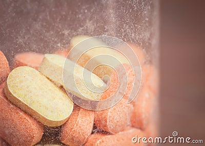 closeup medicine vitamin capsule Stock Photo