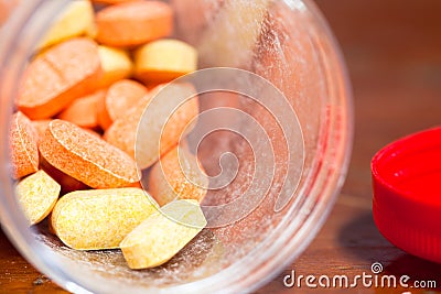 closeup medicine vitamin capsule Stock Photo