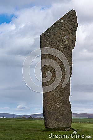 Closeup of menhir at Ring of Brodgar Neolithic Stone Circle. Stock Photo