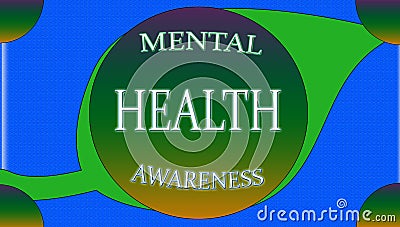 Closeup the mental health awareness concept on the green blue background Stock Photo