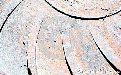 Closeup of a Metal Manhole Cover Stock Photo