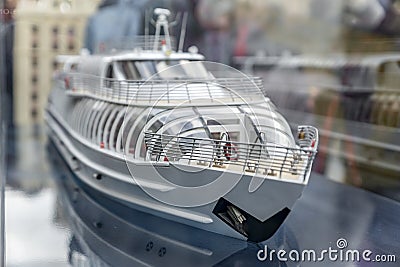 closeup of model passenger liner Stock Photo