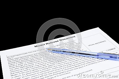 Closeup of model release document and a pen Stock Photo