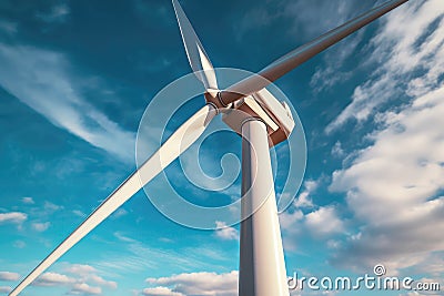Closeup Of Modern, Sleek Wind Turbine. Generative AI Stock Photo