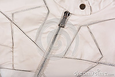 Closeup of modern white ladies` leather jacket Stock Photo