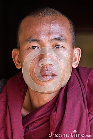 Closeup of a monk in Myanmar Editorial Stock Photo