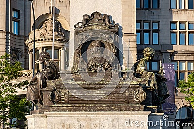 Closeup of the monument in memory of Alfred Lewis Jones in Liverpool, UK Editorial Stock Photo