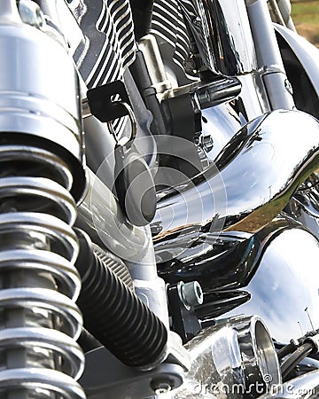 Closeup Motorcycle Chrome Stock Photo