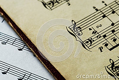 Closeup of musical notes sheet Stock Photo