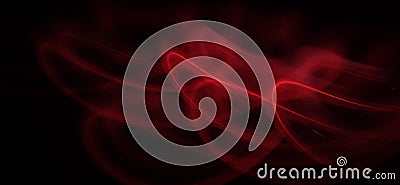 Neon red light curve wave pattern abstract flowing in a isolated Black background with copy space for texting Stock Photo