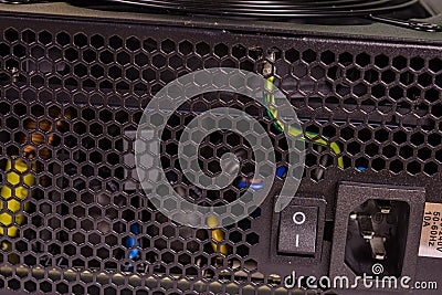 Closeup of new modern computer psu Stock Photo