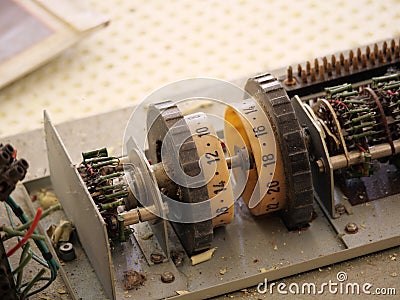 Detail of old machanical calculator Stock Photo