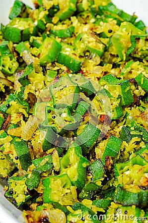 Okra Curry Background Stock Photo