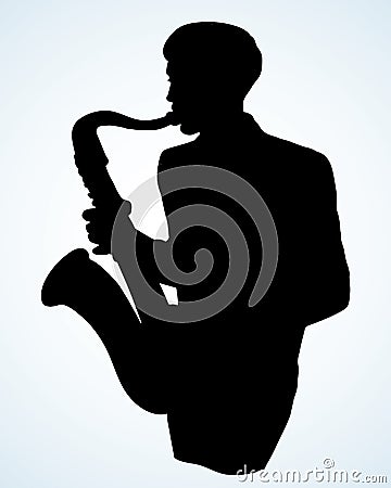A man plays the saxophone. Vector drawing Vector Illustration